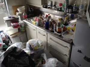 キッチンの大量ゴミの回収前３